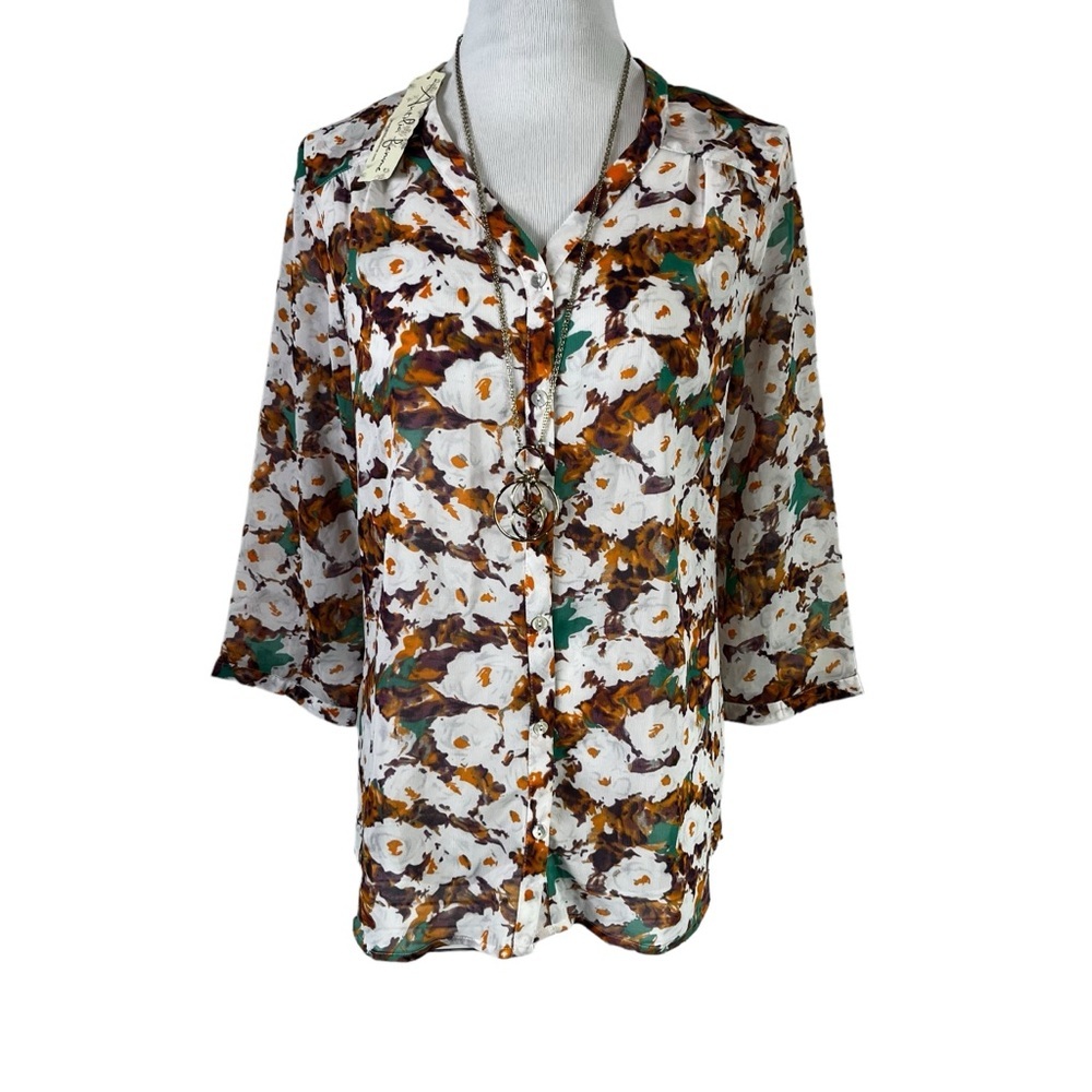NWT ANTILLA FEMME FLORAL SIZE SMALL SHEER TOP